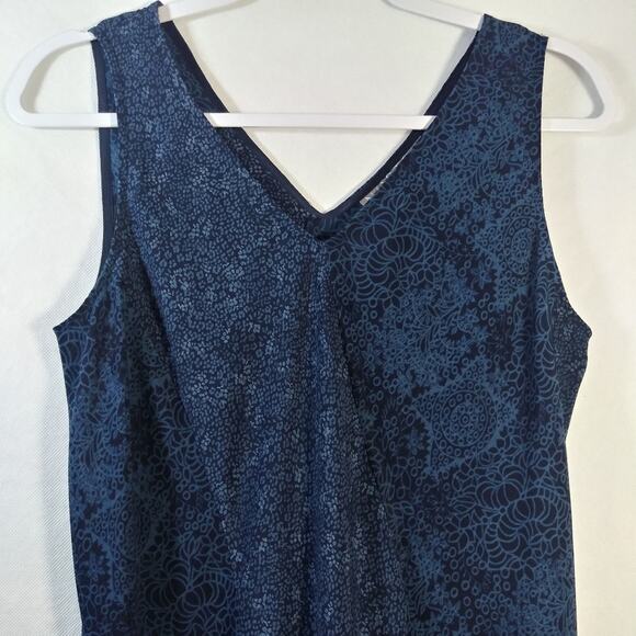 Norton McNaughton Blue Mixed Floral Print Sleeveless V Neck Dress Size PM - Picture 3 of 5